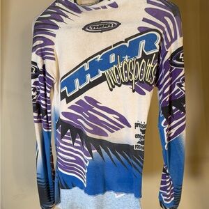 Vintage Thor Purple, Blue and White Motocross Jersey
